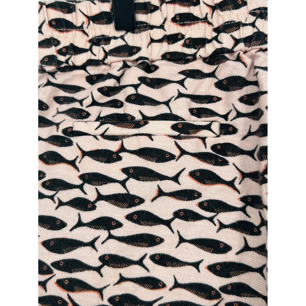 J. Crew Minnow Fish Print Linen Blend Pull On Elastic Waist Shorts In Medium - Picture 8 of 9